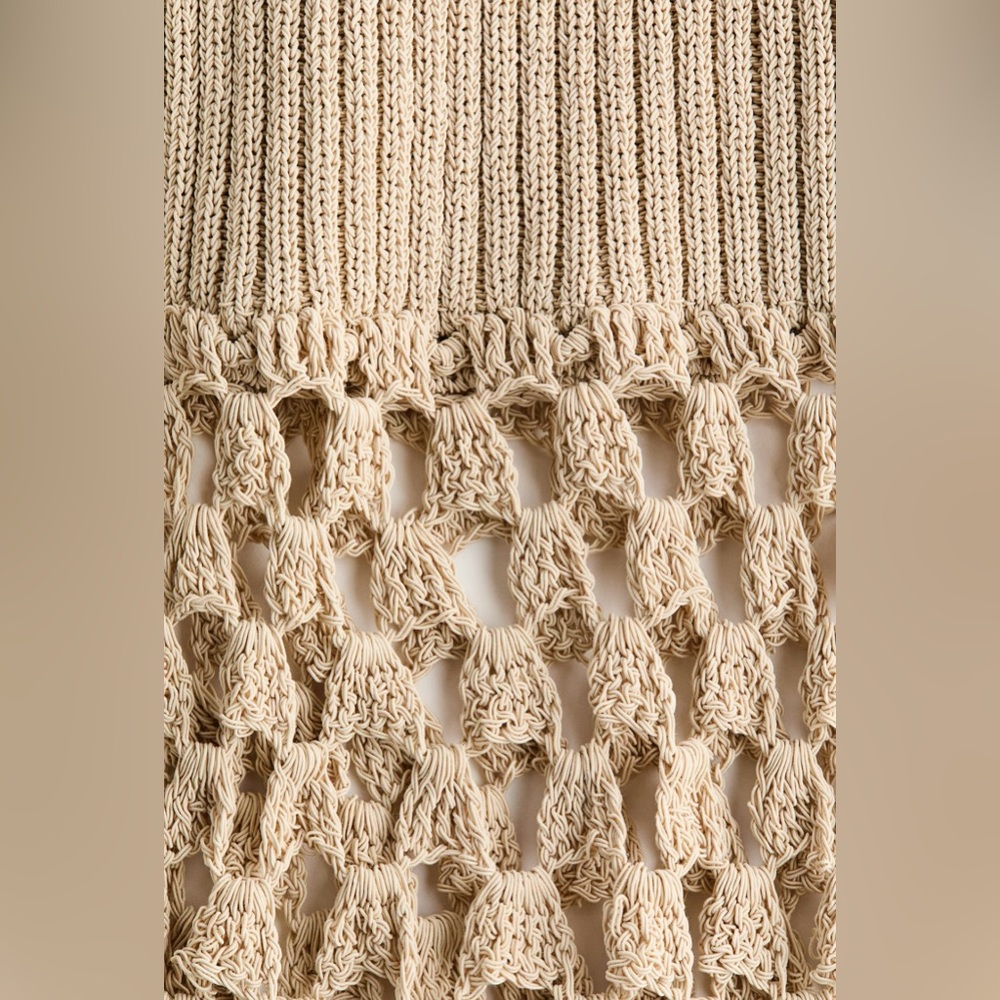 H&M Beige Knit Maxi Dress with Crochet Hem - Picture 10 of 11